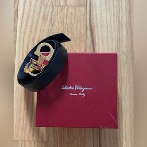 salvatore ferragamo navy/ack reversible belt